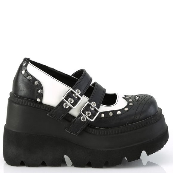 Shoes - Goth Platform Wingtip Maryjane Gothic Wedge Shoes